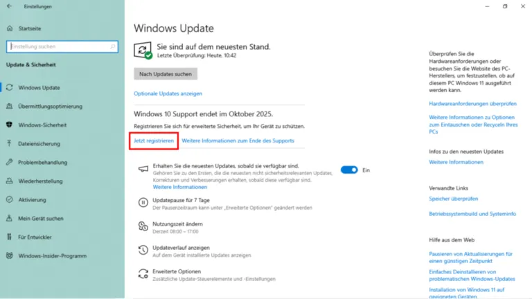 Windows10 Update bis 2026